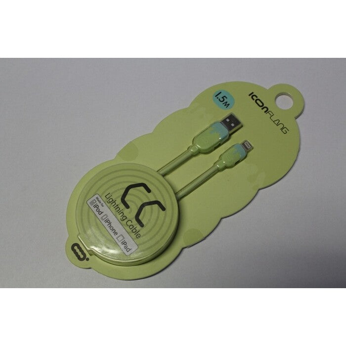 Kabel Lightning na USB, gumový, 1,5m, CC, zelená/modrá