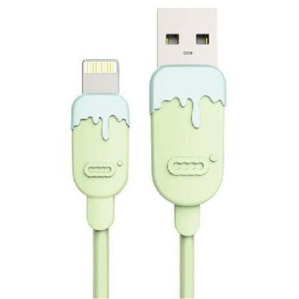 Levně Kabel Lightning na USB, gumový 1m, CC, zelená/modrá