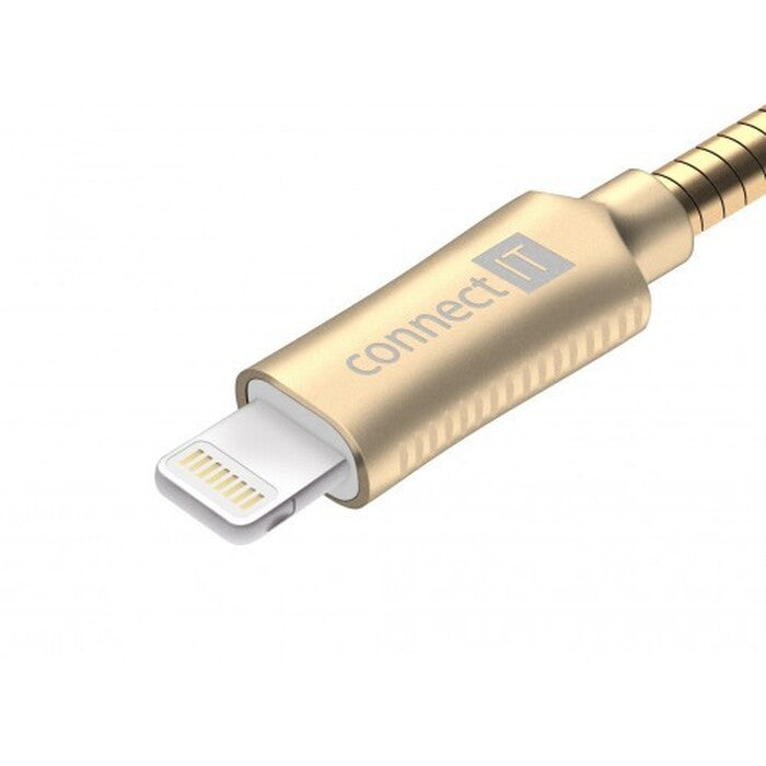 Kabel Steel Knight Lightning na USB, 1m, ocel, opletený, zlatá