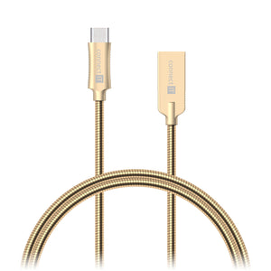 Kabel Steel Knight USB Typ C na USB, 1m, ocel, opletený, zlatá