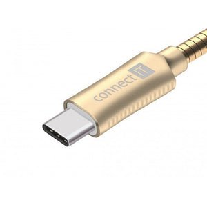 Kabel Steel Knight USB Typ C na USB, 1m, ocel, opletený, zlatá