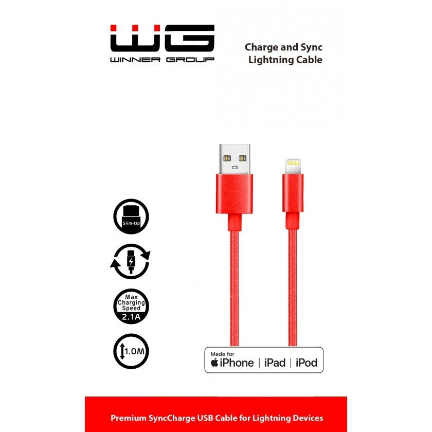 Kabel WG Lightning MFI, 1m, červená