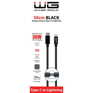 Kabel WG Lightning na Typ C, 50cm, černá