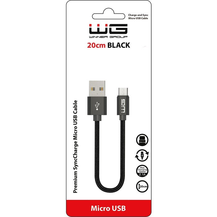 Kabel WG Micro USB na USB, 20cm, černá