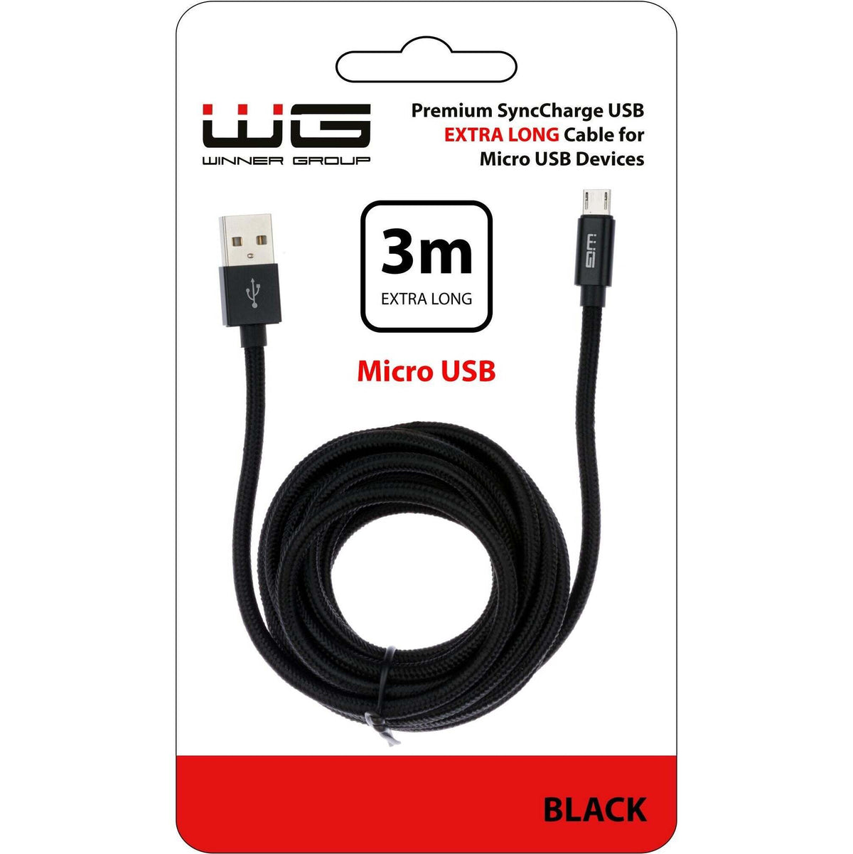 Kabel WG Micro USB na USB, 3m, černá