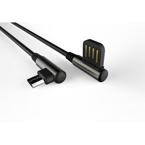 Kabel WG Micro USB na USB, zahnutý 90°, 1m, černá