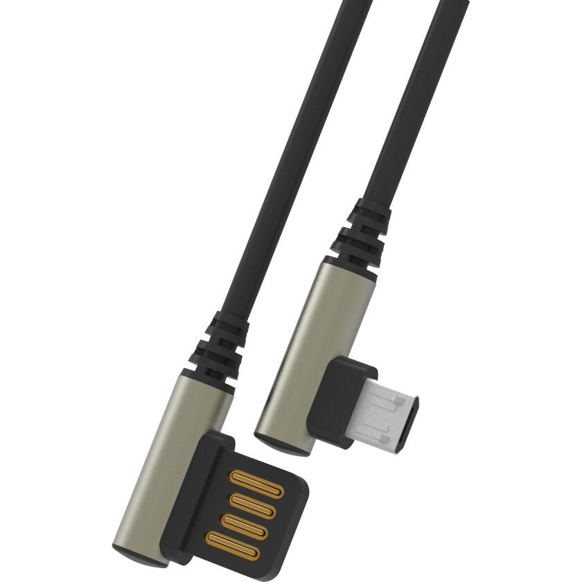 Kabel WG Micro USB na USB, zahnutý 90°, 1m, černá