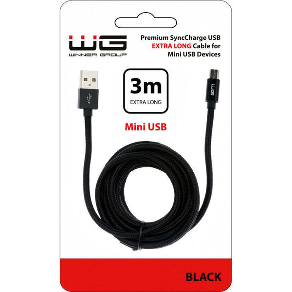 Levně Kabel WG Mini USB na USB, 3m, černá