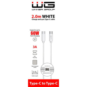 Kabel WG Typ C na Typ C, 2m, 3A, bílá