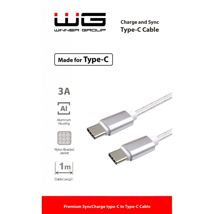 Kabel WG Typ C na Typ C, 3A pro PD nabíječky až 60W, 1m, bílá