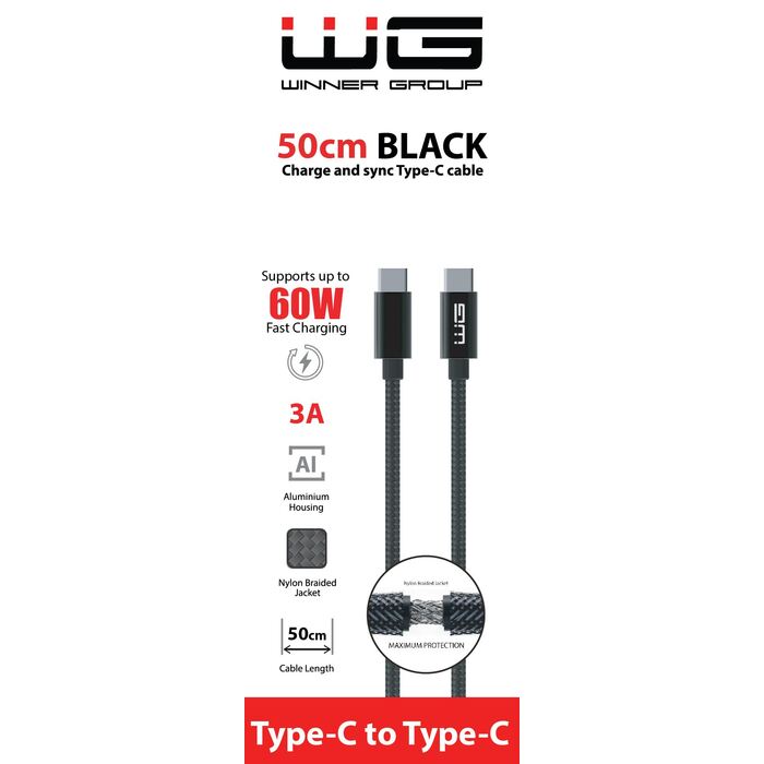 Kabel WG Typ C na Typ C, 50cm, černá