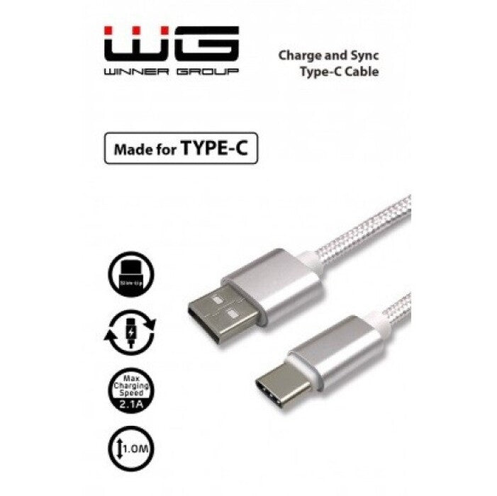 Kabel WG Typ C na USB, 2,1A, 1m, bílá