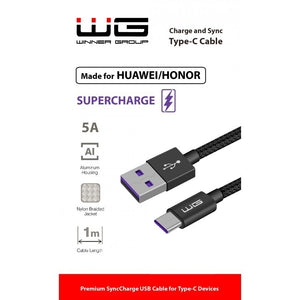 Kabel WG USB Typ C, 5A Super Charge, 1m, černá