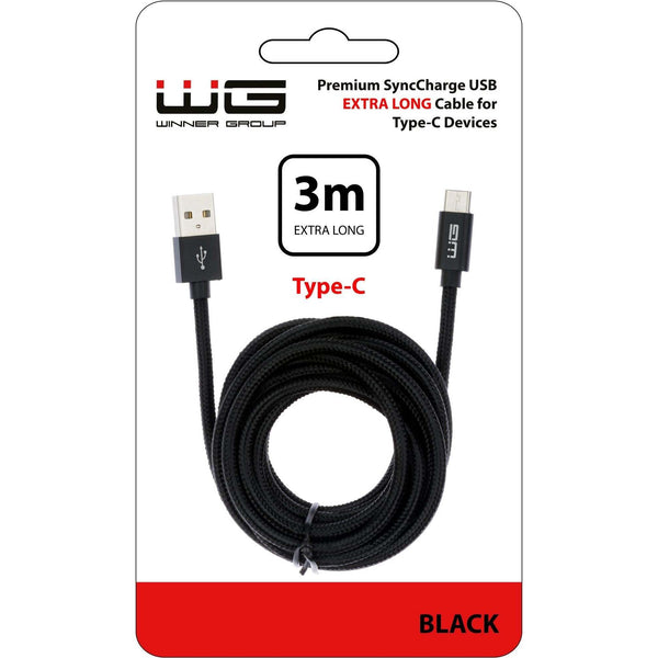 Levně Kabel WG USB-C na USB, 3m, černá