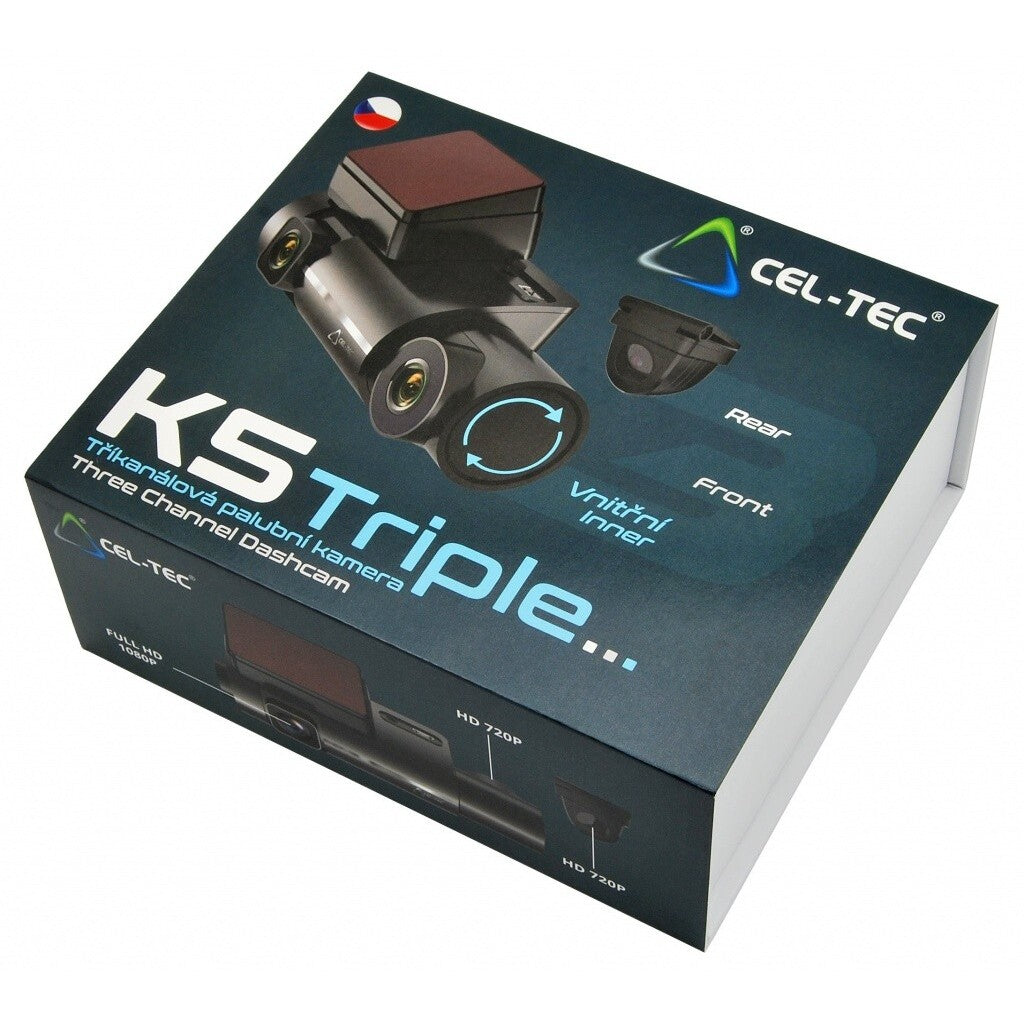 Kamera do auta CEL-TEC K5 Triple FullHD, 3 kamery, WiFi, 140°