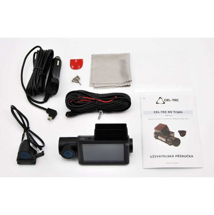 Kamera do auta CEL-TEC K5 Triple FullHD, 3 kamery, WiFi, 140°