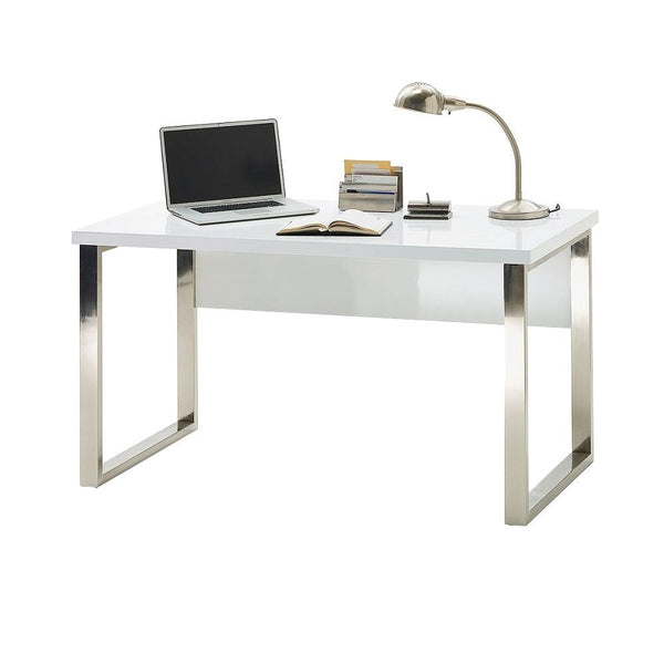 Levně Psací stůl Langres (bílá, stříbrná)