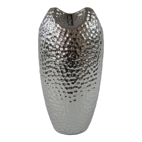 Levně Keramická váza stříbrná 29cm