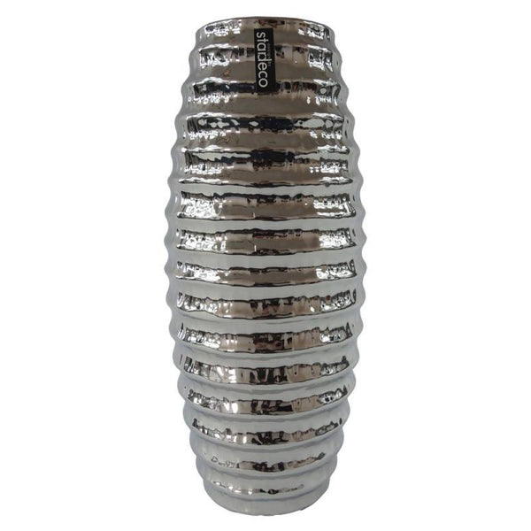 Levně Keramická váza stříbrná 33cm