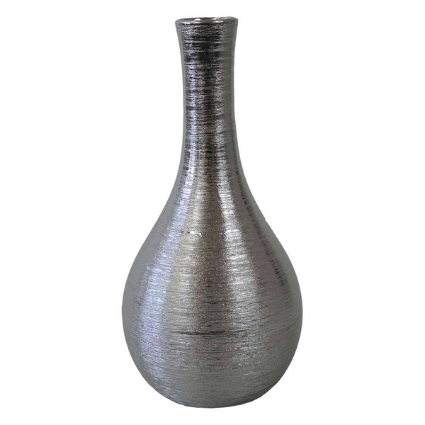 Levně Keramická váza stříbrná 37,8 cm
