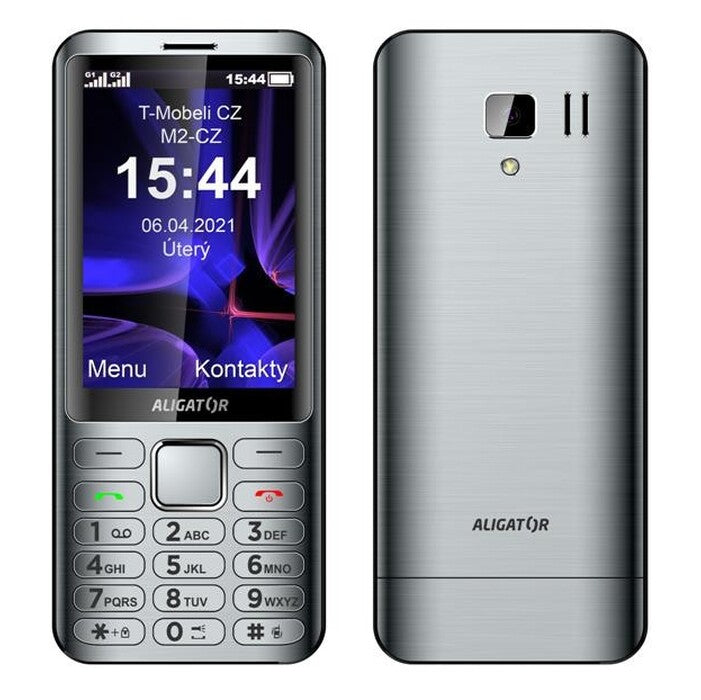 Tlačítkový telefon Aligator D950 Dual sim, stříbrná