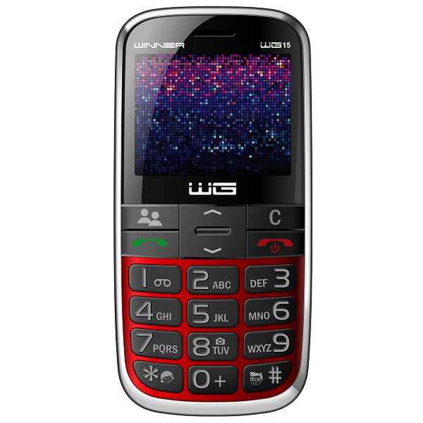 Levně Tlačítkový telefon pro seniory Winner WG15, červená