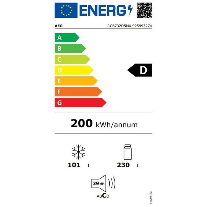 Kombinovaná lednice s mrazákem dole AEG Mastery RCB732D5MX