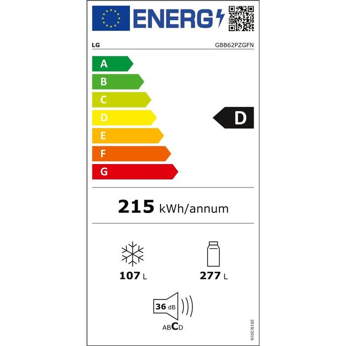 Kombinovaná lednice s mrazákem dole LG GBB62PZGFN