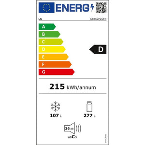 Kombinovaná lednice s mrazákem dole LG GBB62PZGFN