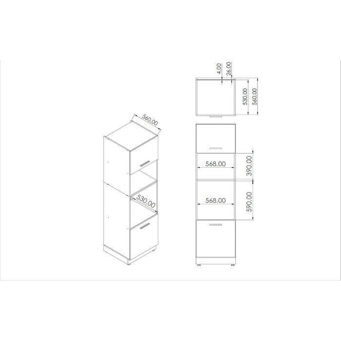 Komoda Lozano (4x dveře, 4x zásuvka, sonoma) - II. jakost