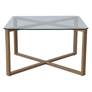 Konferenční stolek Cleo - čtverec (sklo, kov)