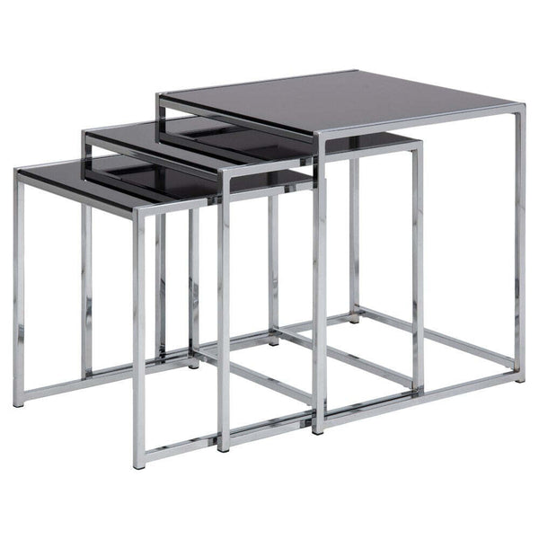 Levně Konferenční stolek Marslet - Set (černá, sklo, kov)
