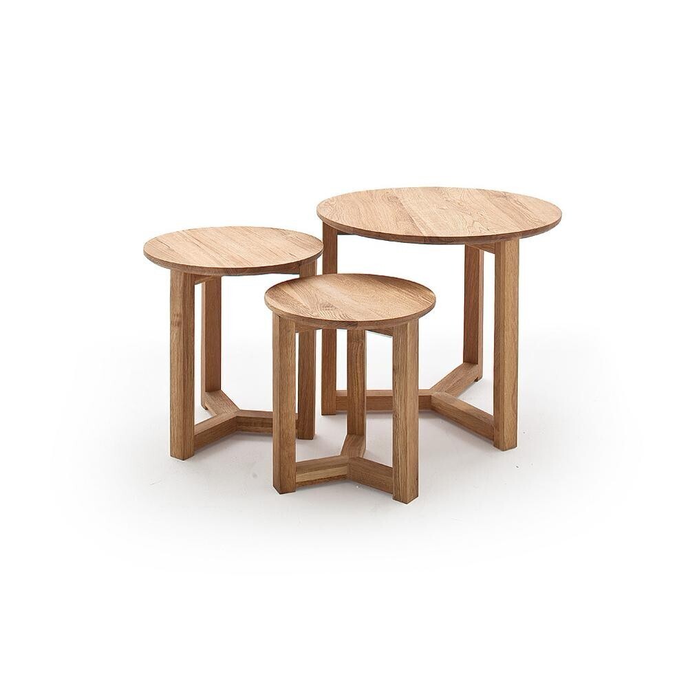 Konferenční stolek Maude - set 3 kusů (hnědá, masiv) - II. jakost