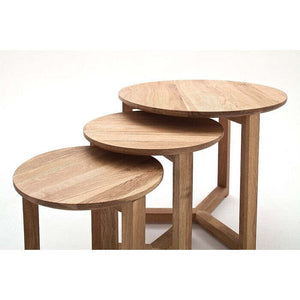 Konferenční stolek Maude - set 3 kusů (hnědá, masiv) - II. jakost