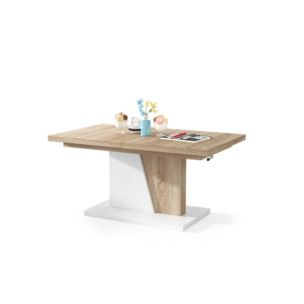 Levně Konferenční stolek rozkládací Flox 120-180x60x70 cm (dub, bílá)