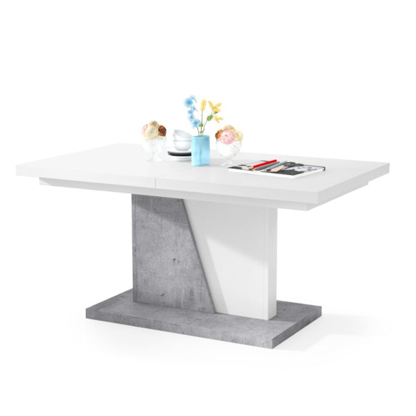 Levně Konferenční stolek rozkládací Flox 2 (bílá, beton)