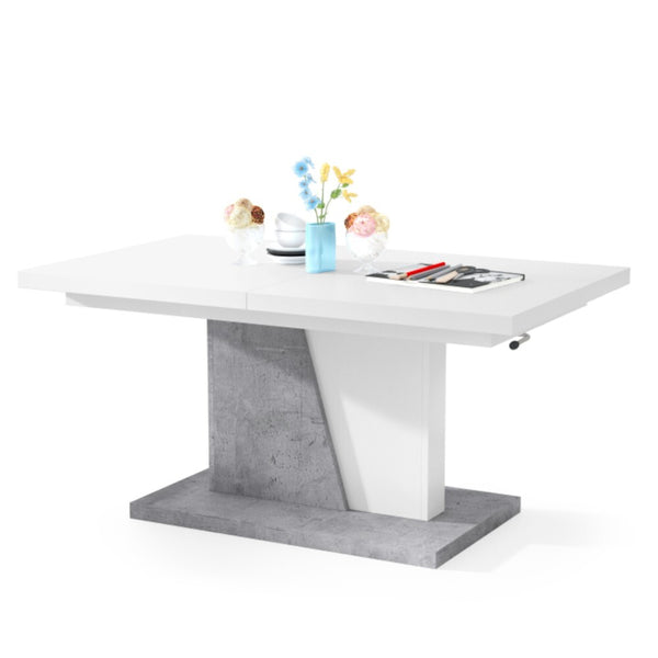Levně Konferenční stolek rozkládací Flox (bílá, beton)