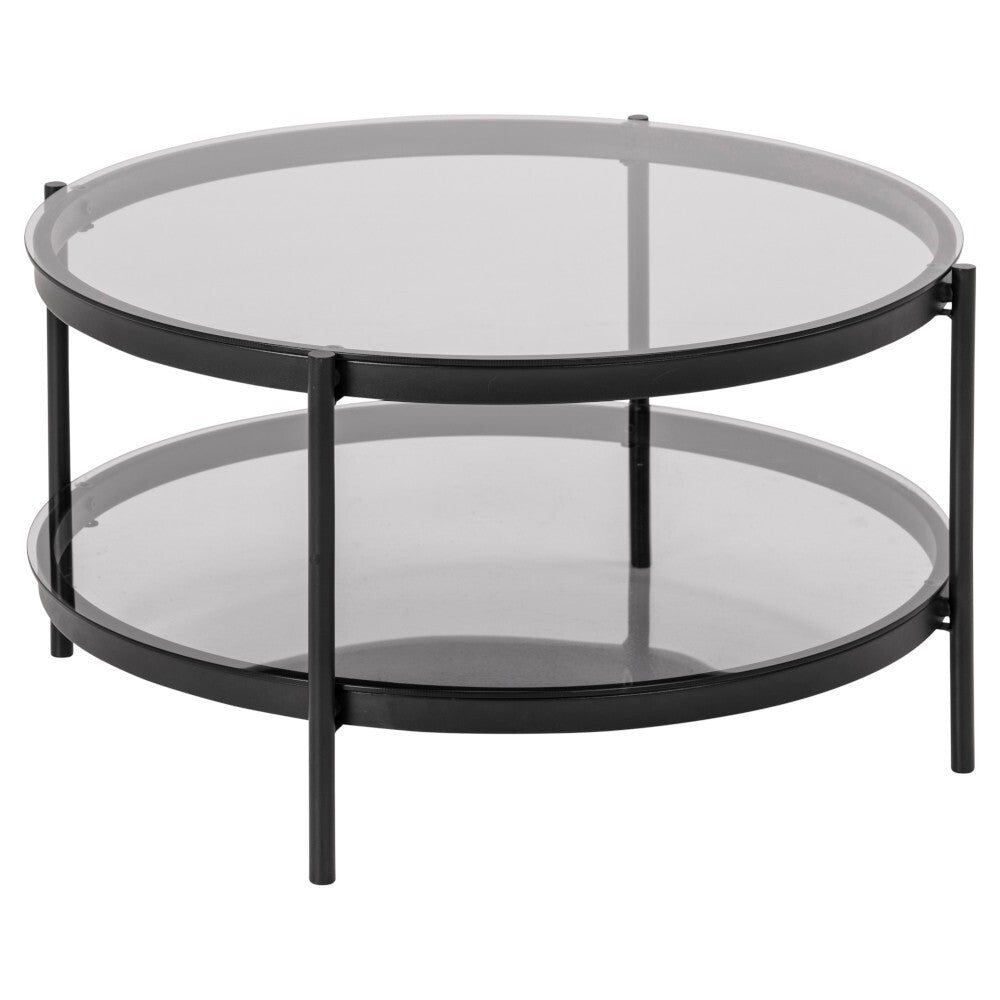 Konferenční stolek Stafori (police, sklo, kov, černá)