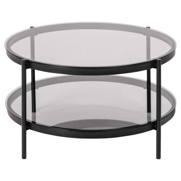 Levně Konferenční stolek Stafori (police, sklo, kov, černá)