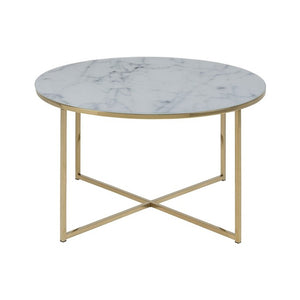 Konferenční stolek Stenet (kruh, bílá, zlatá)