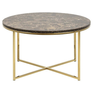Konferenční stolek Stenet (kruh, hnědá, zlatá)