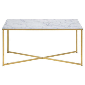 Konferenční stolek Stenet (obdélník, bílá, zlatá)
