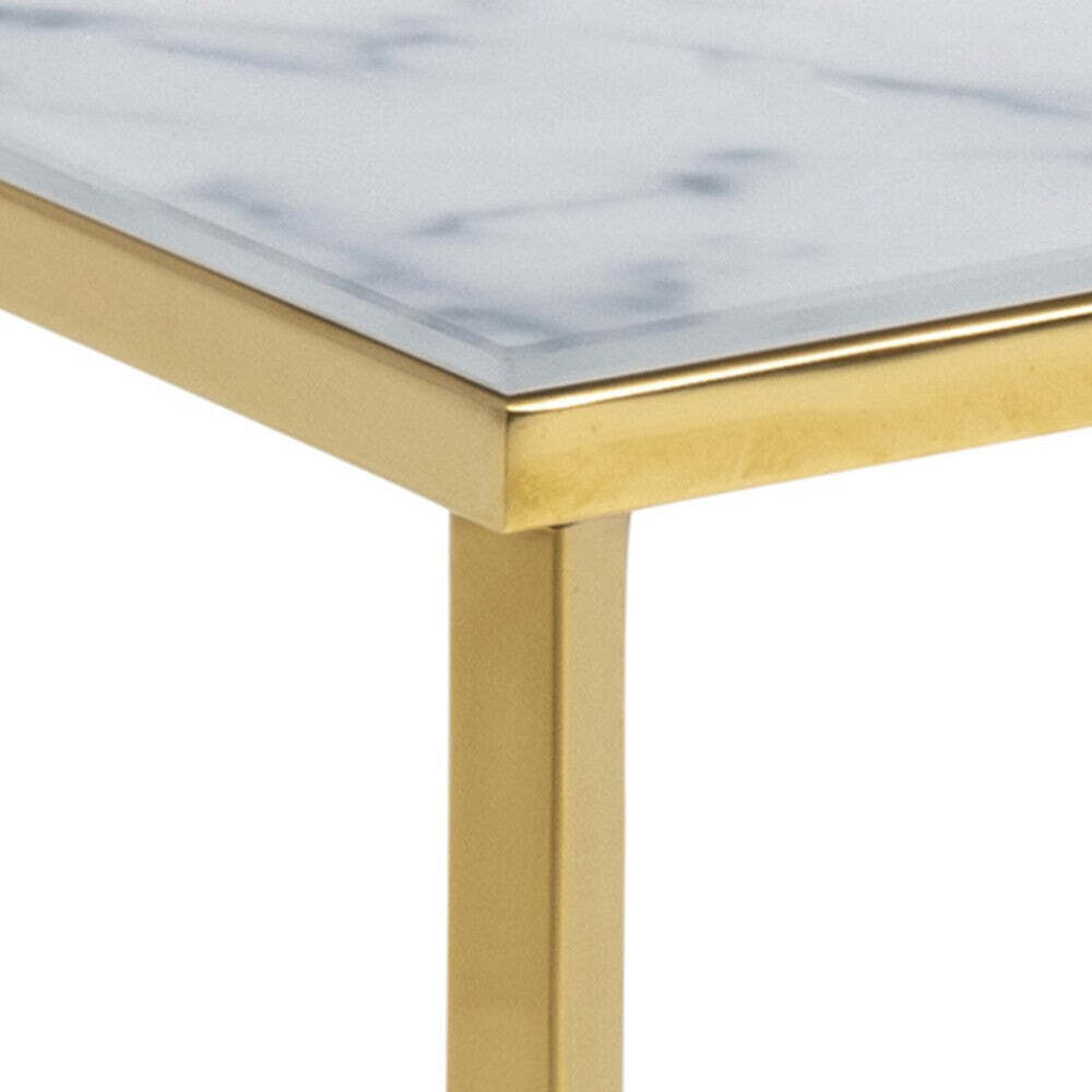 Konferenční stolek Stenet (obdélník, bílá, zlatá)