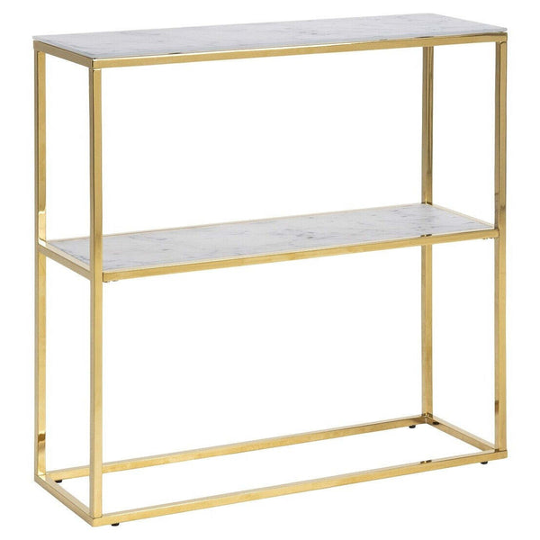 Levně Konzolový stolek Stenet (1x police, bílá, zlatá)