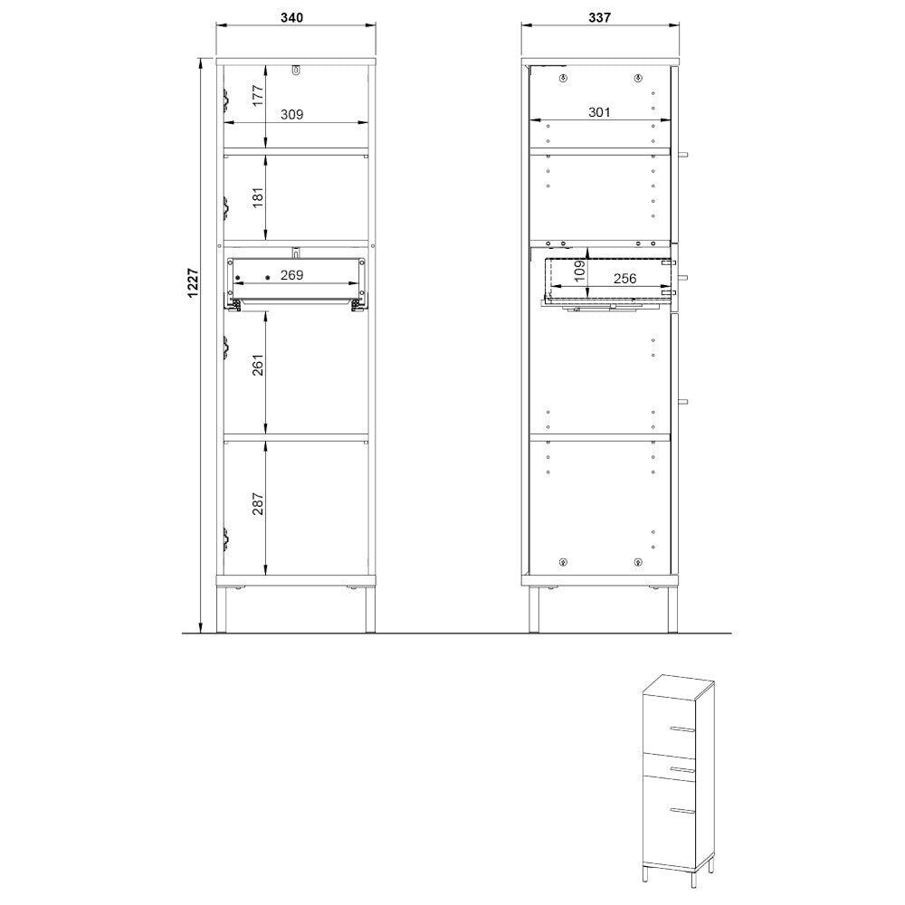 Koupelnová skříňka Linden (34x123x34 cm, ořech / bílá) - PŘEBALENO