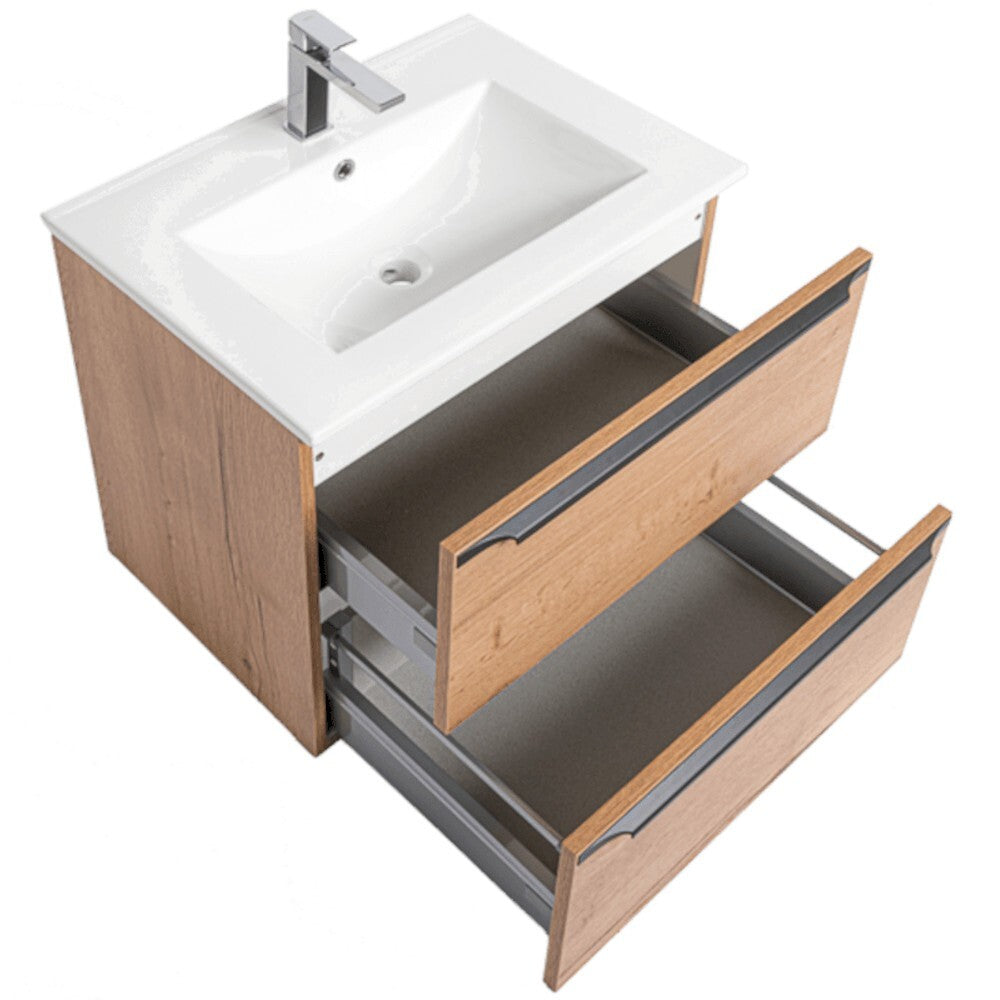 Koupelnová skříňka s umyvadlem Dionne závěsná (60x60x46 cm, dub)