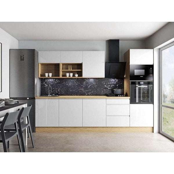 Kuchyně Aurelia 300 cm (bílá vysoký lesk, lakovaná)