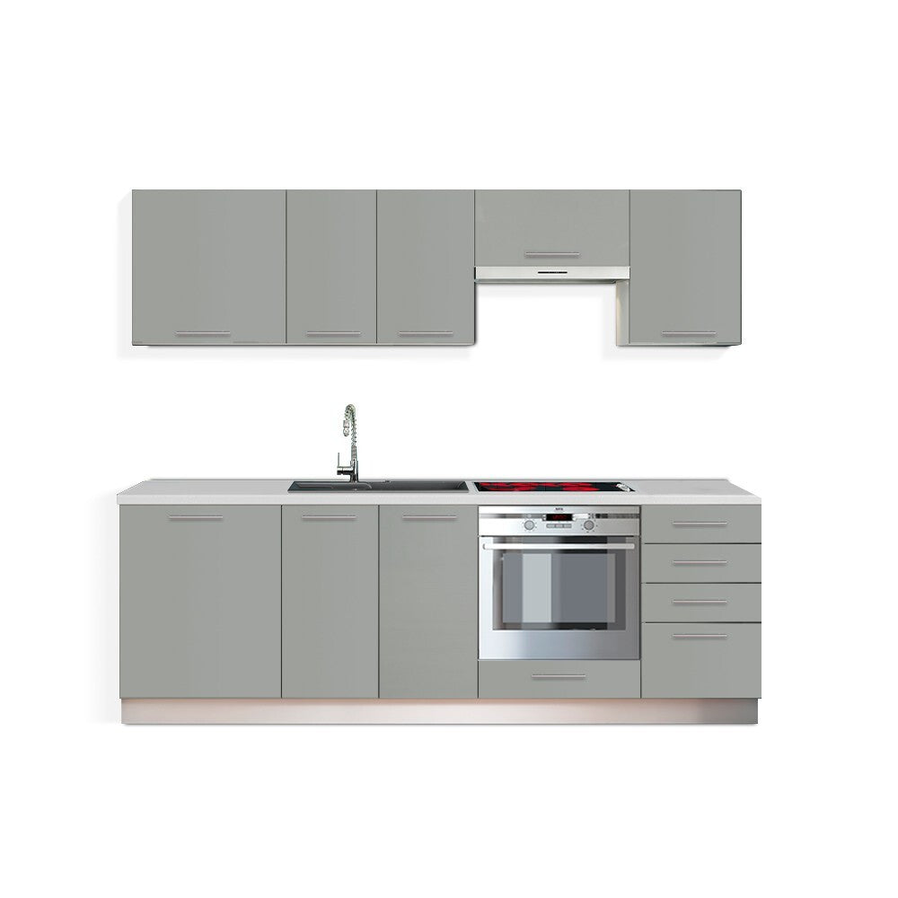 Kuchyně Emilia Lux - 240 cm (šedá vysoký lesk)