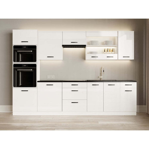 Kuchyně Vicky white 300 cm (bílá vysoký lesk)