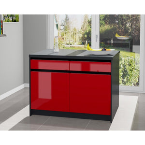 Kuchyňský ostrůvek Eugenie 120x80 cm(červená,vysoký lesk,grafit)